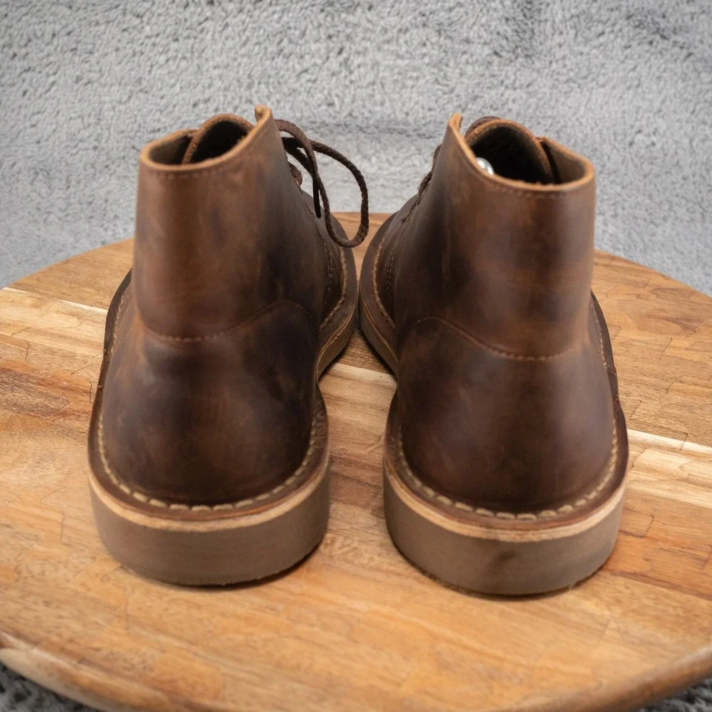 Clarks Shoes Men's 8 Desert Boot Lace Up Chukka Boots Beeswax Leather Great Cond